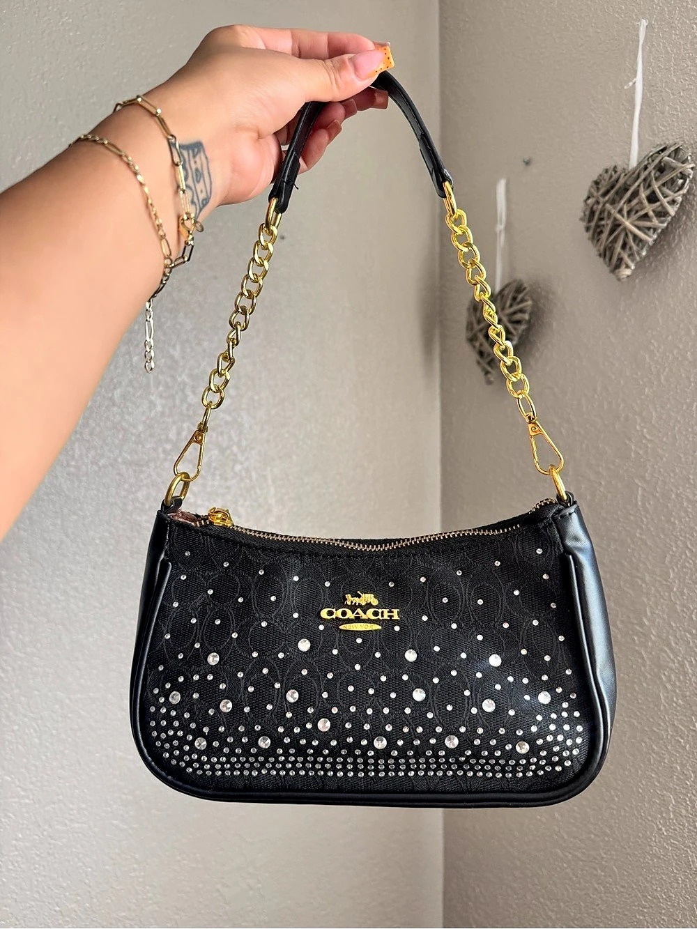 Coach Swinger 20 Bag with Chain in Crystal Signature Jacquard